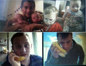Harriet and twins; Peter and Ben; George and Tom on the bananaphones